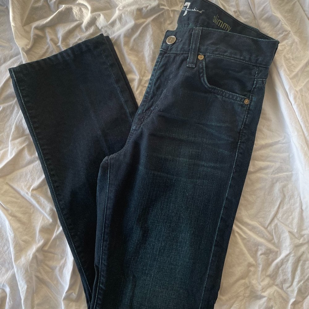7 For All Mankind Men's Slimmy Straight Legged Dark Wash Jeans